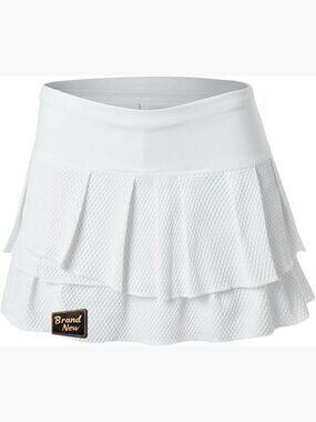 Wavy Pleat Tier Skort with Moisture-Wicking Fabric and Pull On Waist